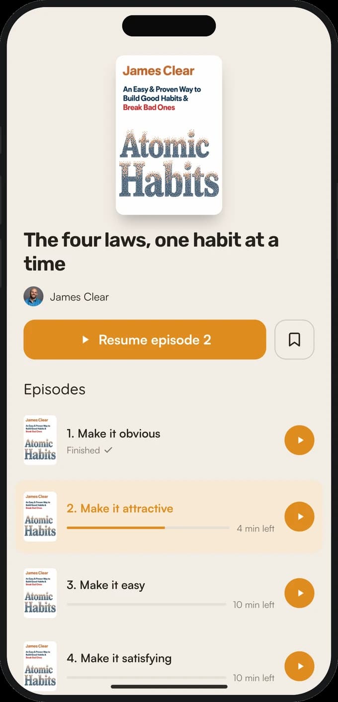 Atomic Habits on Waffle, split into four ten-minute episodes