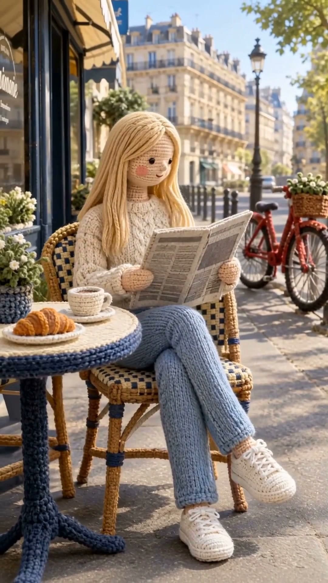 Knitted Doll Moment, a knitted doll moment video
