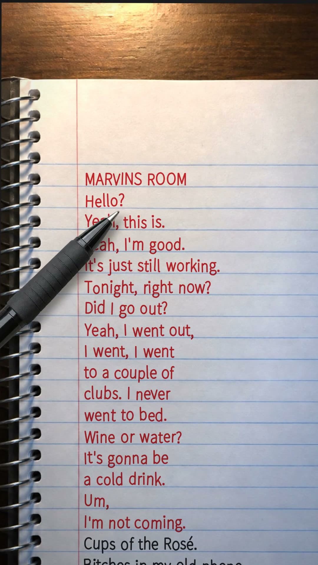 Notebook Lyric Sheet, a notebook lyric sheet video